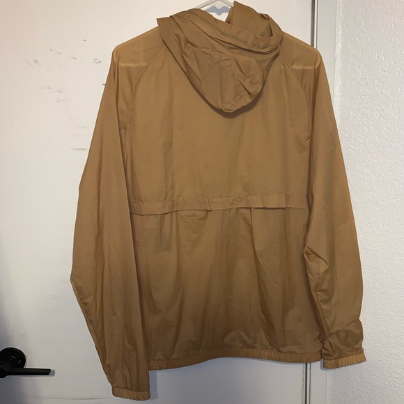 Tan/brown Champion quarter/half zip windbreaker/rain jacket. Size medium - Picture 2 of 3